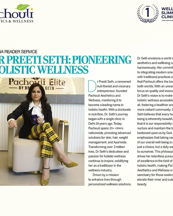 We are proud to see our founder, Dr. Preeti Seth, featured in Femina for her work in pioneering holistic wellness. The article highlights her journey and vision for making holistic health accessible to all.