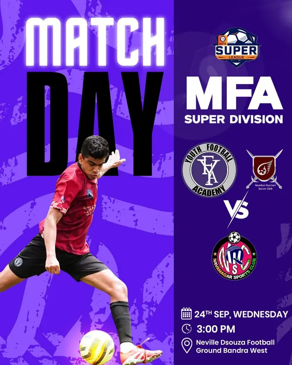Matchday announcement for the MFA Super Division. Competing at this level is a key part of our players' development.