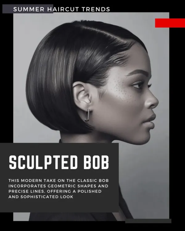 The Sculpted Bob is a modern take on a classic. This style uses geometric shapes and precise lines for a polished, sophisticated look that is pure elegance.