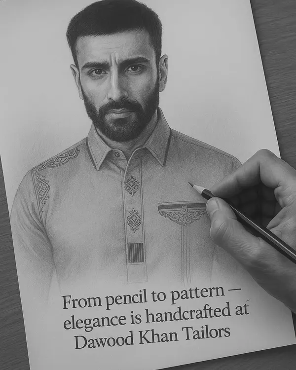From pencil to pattern, elegance is handcrafted at Dawood Khan Tailors. Every stitch begins with a vision, ensuring each garment is a piece of wearable art.