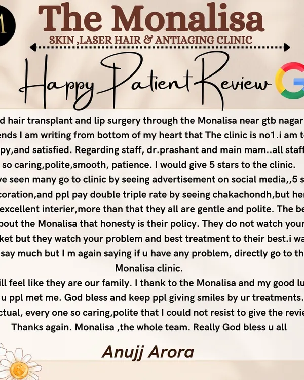 We are so grateful for this heartfelt review from a happy patient who underwent a hair transplant and lip surgery. Their kind words about our caring staff and honest approach mean the world to us.