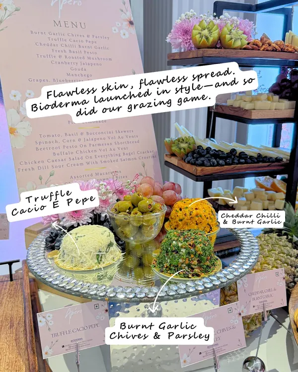 Our grazing table for Bioderma's launch event. We curated a spread with our signature cheese domes to match the event's elegant, pink-themed affair.