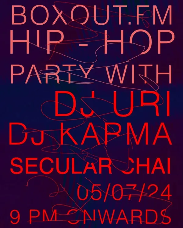 A poster for a classic hip hop party with Boxout.fm at Auro, one of Delhi's top spots for underground music.