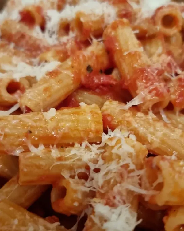 You can't beat a classic. This is Rigatoni Amatriciana, made from a recipe the Italian Consul General himself taught us in our kitchen. It's simple, authentic, and incredibly delicious.