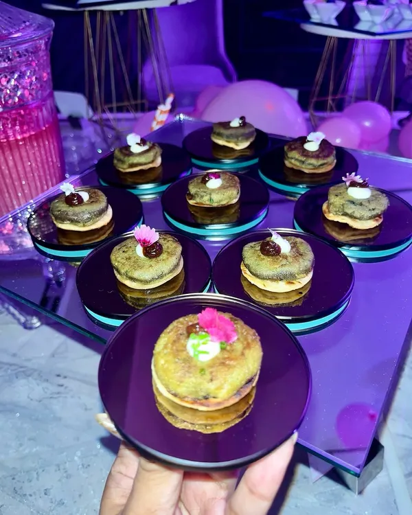 A glimpse of the stylish setup for a "Sweet 16" birthday party. We curated a global menu with mocktails, Pan-Asian appetizers, and Italian mains to match the fun, fancy vibe.