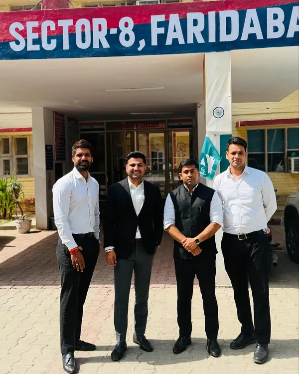 Here I am with my team at the Cyber Cell in Faridabad, following up on a client's case. Direct liaison with police authorities is a critical part of my strategy to ensure your side of the story is heard and the process moves forward effectively.