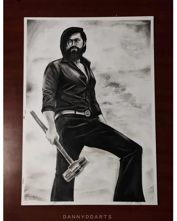 My realistic portrait of Rocky Bhai from KGF. This piece, done with charcoal and graphite, shows the intensity and detail I can achieve in my realistic style.