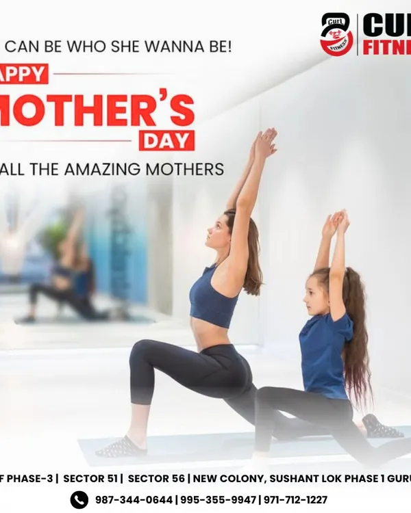 Fitness is a gift for every generation. A lovely moment showing a mother and daughter practicing a warrior pose together, highlighting how yoga can be a family activity.