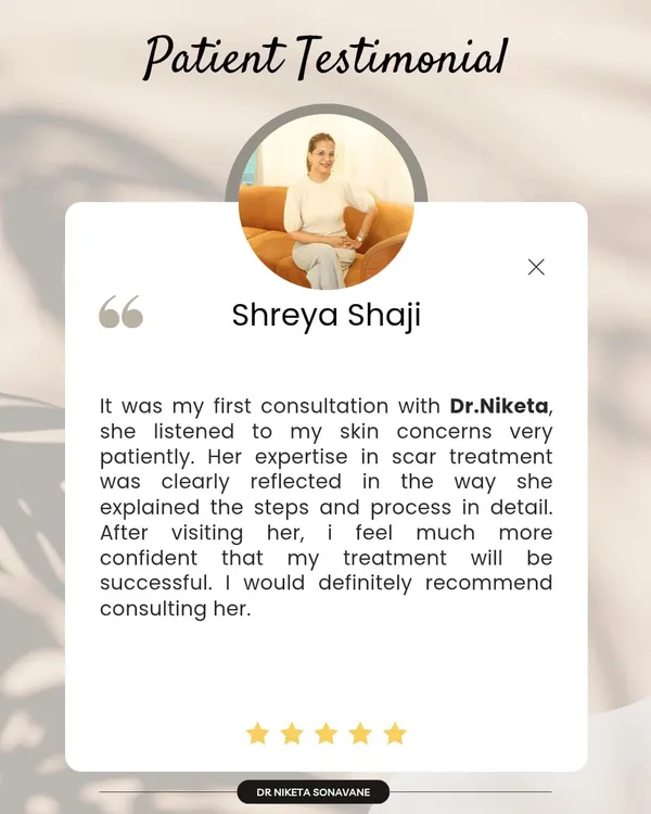 This patient's first consultation left her feeling confident and heard. My goal is always to listen patiently, explain the process for treatments like scar revision clearly, and create a plan that you can believe in.