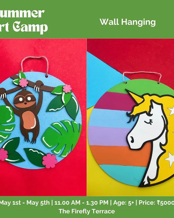Our Summer Art Camp includes fun projects like painting these colorful sloth and unicorn wall hangings. It's a great way for kids to learn new techniques and create beautiful decor for their rooms.
