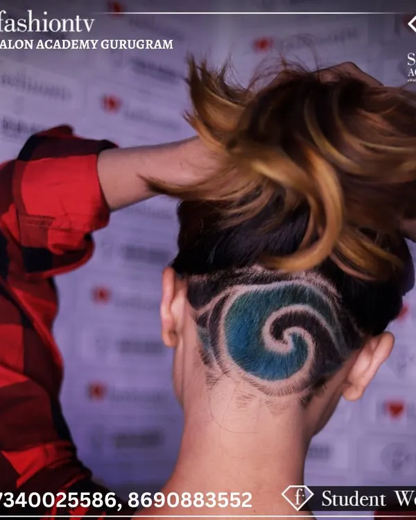 A duplicate of the creative undercut, this image is labeled "Student Work" and reinforces the high quality of our training.
