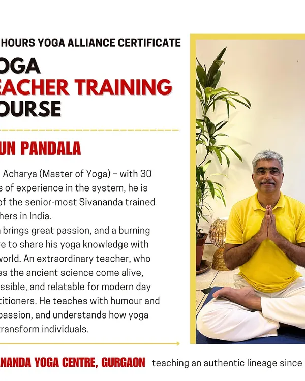 I am Arun Pandala, a Yoga Acharya with over 30 years of experience. My passion is to share the transformative power of yoga with compassion and humour, making it relevant for modern life.