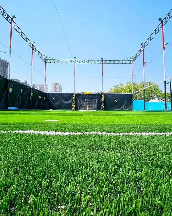 This is the quality I bring to every project. Here you can see a professional-grade sports turf installation, with a low-angle view highlighting the dense, lush texture of the artificial grass that's built for performance and durability.