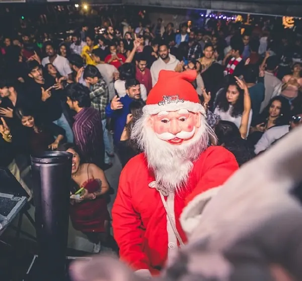 Even Santa makes an appearance at my Christmas parties. This shot from the DJ booth at Flo Churchstreet shows how we get everyone, including a Santa impersonator, into the festive spirit.