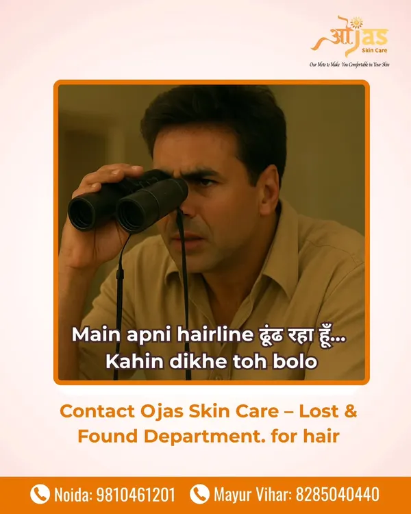 "Main apni hairline dhoond raha hu." If you feel like your hairline is lost, don't worry. At my clinic, we are the 'Lost & Found Department' for hair, specializing in bringing it back with advanced treatments.