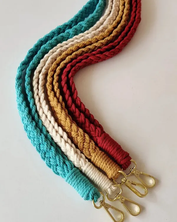 I'm excited to introduce my new macrame lanyards. They are perfect for holding ID cards, keys, or even your phone, and are made from soft cotton that is comfortable to wear all day.
