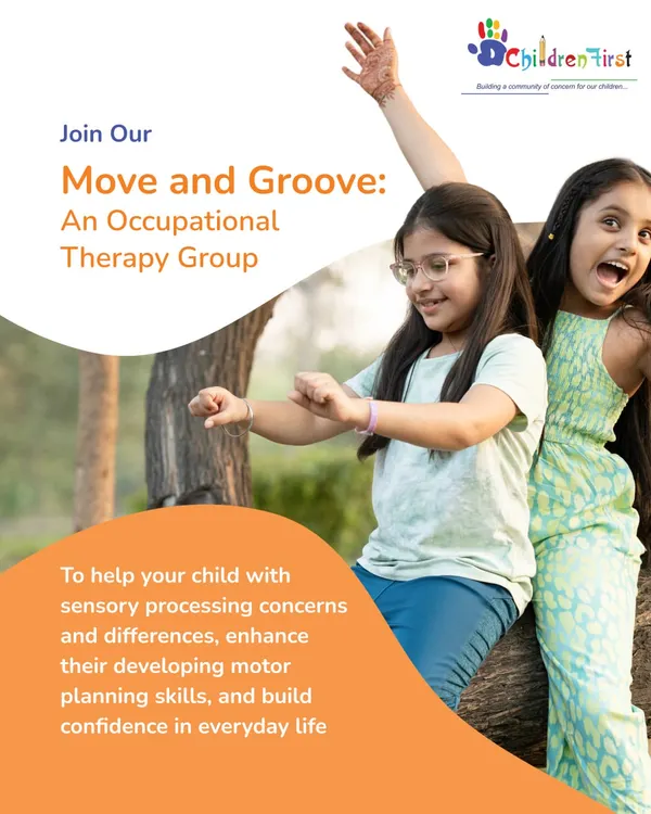 Our Move and Groove group uses occupational therapy to help children with sensory processing concerns and motor planning skills. Through movement and play, we help build confidence for everyday life.