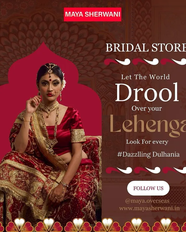 Let the world drool over your lehenga. This classic red and gold bridal lehenga is designed for the dazzling dulhania who wants a timeless and regal look on her wedding day.