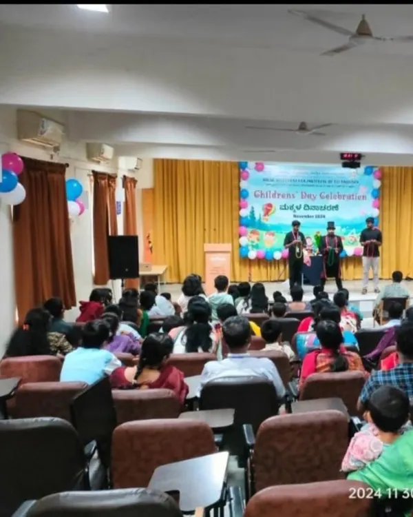 A wide view of my magic show for a Children's Day event at an engineering college. You can see the audience of kids and adults is completely engaged.