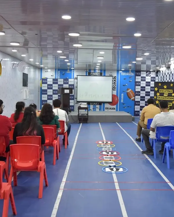 A look at our indoor hall set up for a Parent Orientation. This versatile space can be configured for presentations, performances, or a fun party.