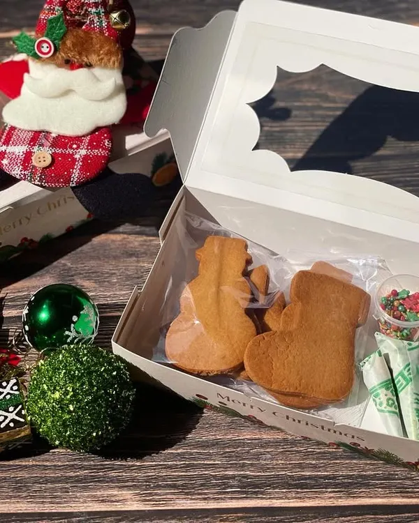 My Christmas DIY cookie kit is the perfect holiday activity. It comes with gingerbread cookies, icing, and sprinkles, all packed in a festive box.