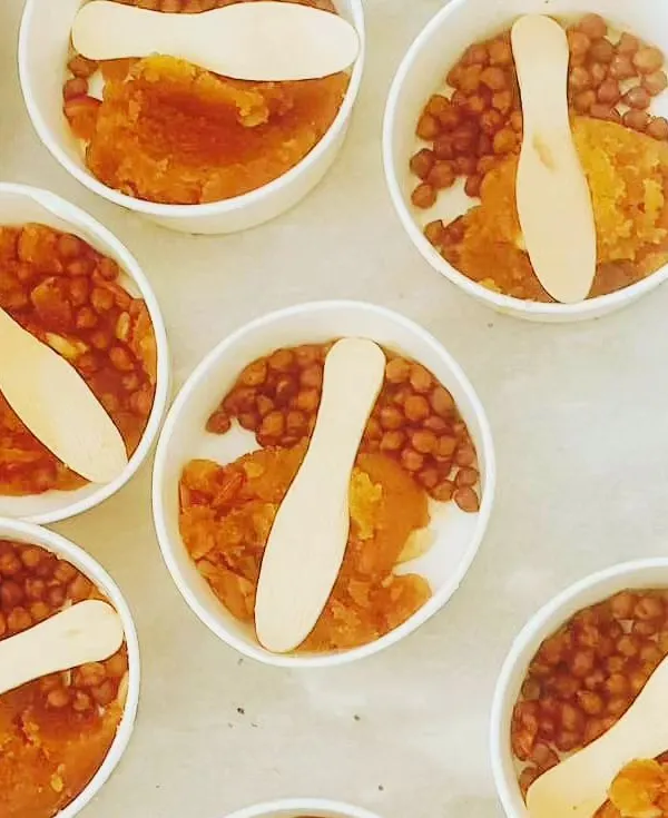 Preparing for a 'kanya pujan' during Navratri. We packed individual portions of sooji halwa and kala chana in these convenient bowls, making it easy to serve guests during the ceremony.