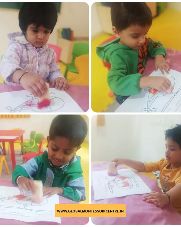 Sponge painting is a wonderful sensory experience for our young learners. It allows them to explore colors and textures in a fun, creative, and hands-on way.