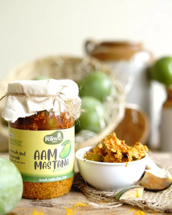 This is my special Aam Mastana, a raw mango pickle made from a family recipe passed down through generations. I use fresh kairi and my own ground spices to get that perfect traditional Indian pickle taste, just like dadi used to make.