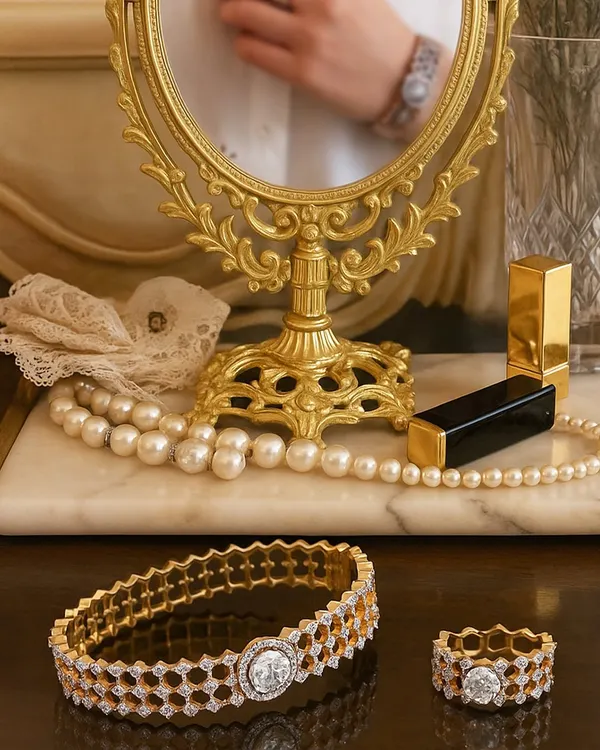 Jewellery becomes truly precious when it feels like you. This custom honeycomb bracelet and matching ring, set with brilliant diamonds, were designed to reflect a client's unique story and style. True luxury lies in jewellery that shines with you, not just on you.