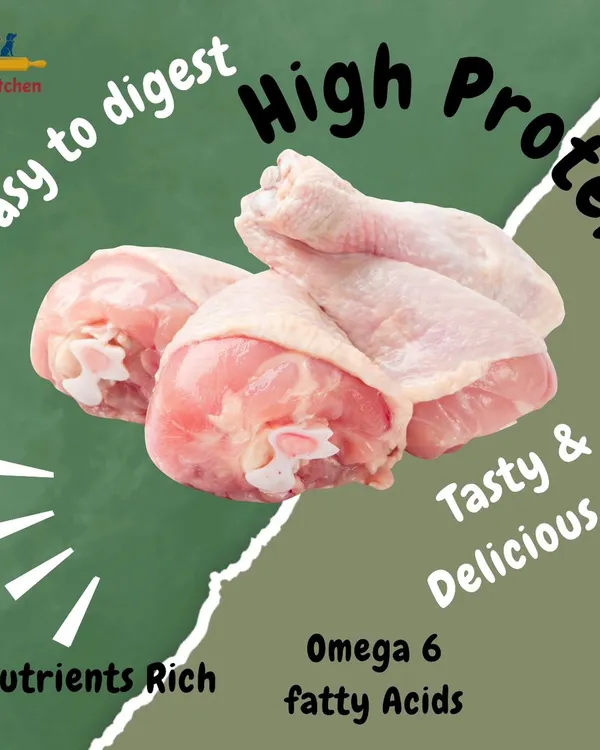 For my non-vegetarian meals, I use fresh, lean chicken. As this graphic explains, chicken is a high-quality protein source that is easy to digest, rich in nutrients, and provides Omega-6 fatty acids for a healthy coat.