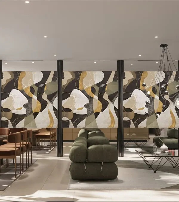 This open-concept living and dining space in San Francisco captures my design ethos. I focused on blurring the lines between the interior and the lush outdoors, using natural textures, a grounded color palette, and sculptural forms to create an atmosphere of calm sophistication and timeless elegance.