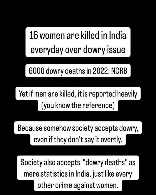 This graphic highlights a horrifying statistic: 16 women are killed in India every day over dowry issues. These are not just numbers; they are lives lost to a deep-rooted societal wrong. While laws have changed, the social mindset that accepts dowry, and by extension dowry deaths, remains a formidable challenge we must confront.