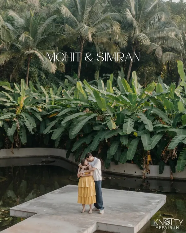 An embrace surrounded by lush tropical greenery. This beautiful portrait of Mohit and Simran uses the natural environment to create a vibrant and romantic frame.