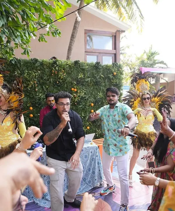 Leading a high-energy carnival party in Goa. With dancers, rappers, and a great DJ, we created an epic daytime bash for all the guests.