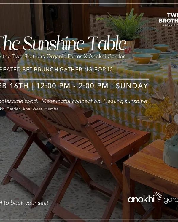 I am so excited to host 'The Sunshine Table,' a special farm-to-table brunch in collaboration with Two Brothers Organic Farms. It's an intimate gathering focused on wholesome food and meaningful connection.