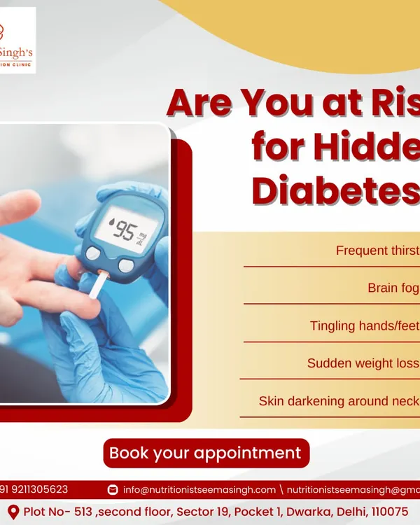 Are you at risk for hidden diabetes? Symptoms like frequent thirst, brain fog, and sudden weight loss can be early warning signs. Through personalized nutrition, we can address these issues proactively and prevent the onset of diabetes.