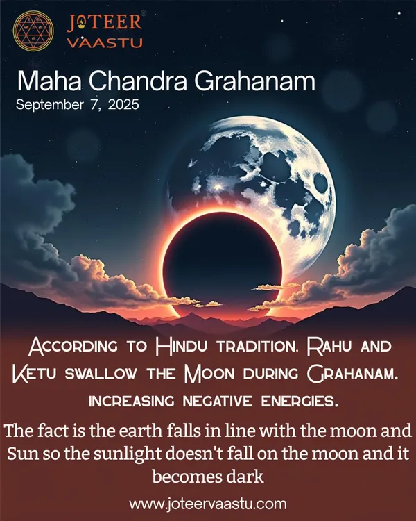 This post explains the Maha Chandra Grahanam, or lunar eclipse. We provide spiritual guidelines on what to do and what to avoid during such events to protect your home and family from negative energies.