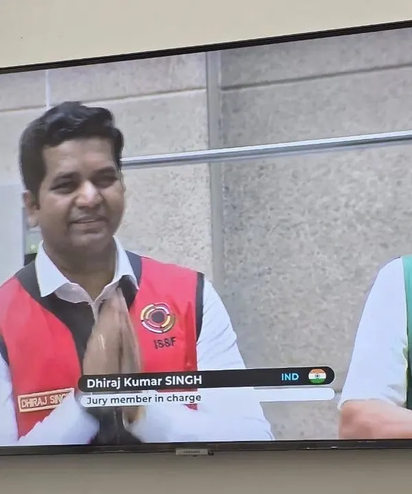 We are proud to have our Director, Mr. Dhiraj Singh, representing India as an International Jury member at the ISSF World Cup. This image captures him on screen during the event in Ningbo, China.