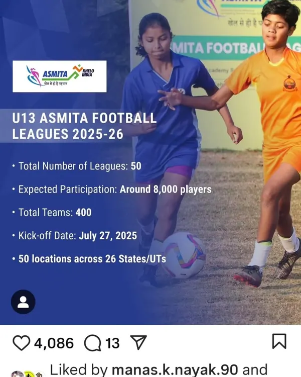 An informational graphic about the U13 Asmita Football Leagues 2025-26, a tournament our girls' squad proudly participates in.