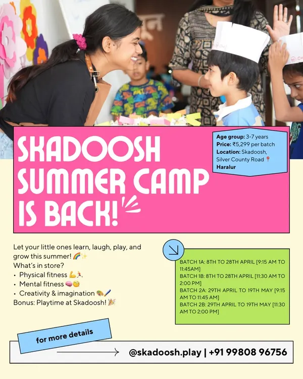 Our summer camp is back. We've planned batches filled with activities that boost physical fitness, mental sharpness, and pure imagination. Plus, every camper gets bonus playtime at Skadoosh.