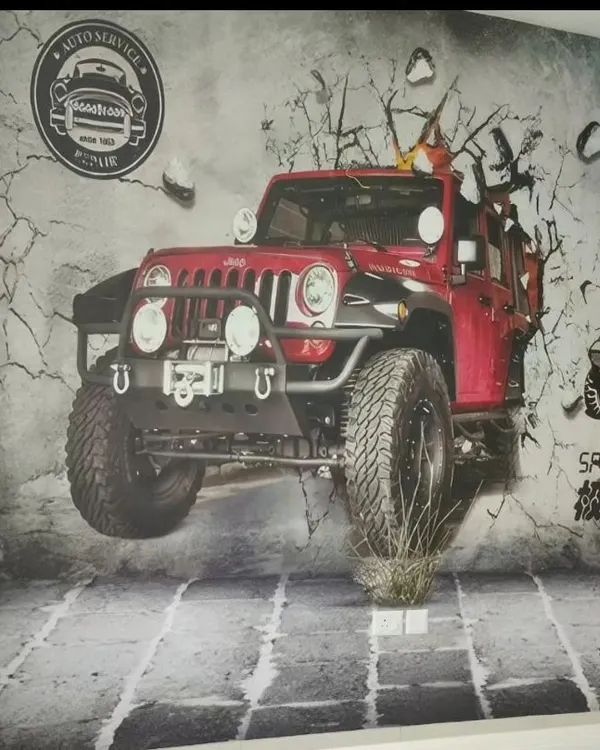 I create high-impact 3D wall graphics that make a bold statement and capture attention instantly. This custom-designed jeep mural for an auto service center is a perfect example of how I can bring a brand’s identity to life in a dynamic and unforgettable way.