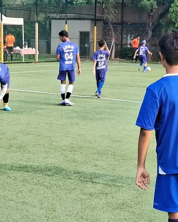 Our team playing a competitive match against the American Embassy School team. These high-stakes games are the ultimate test of our training.