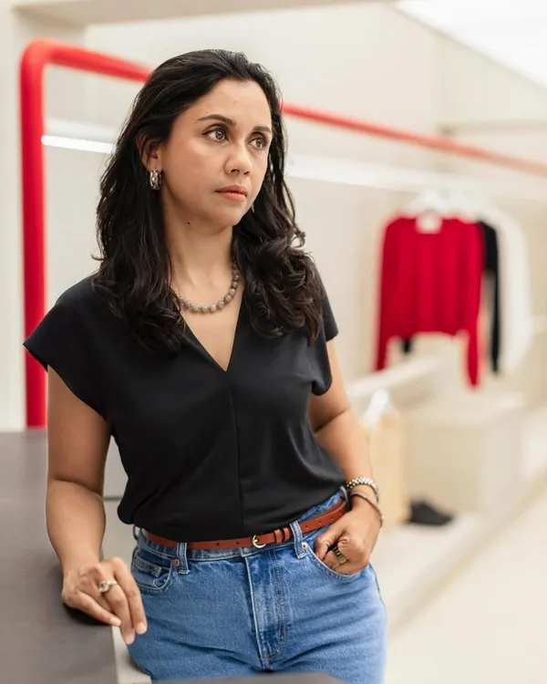 We were tasked with bringing Ranbir Kapoor's vision for his lifestyle brand ARKS to life. This image of our partner, Shruti Dimri, in the completed store captures the effortlessly light and open feel we aimed to achieve.