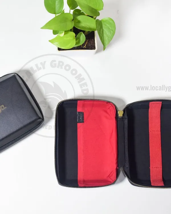 Keep your tech organized with our custom pouches. This one, designed for Zynga, features a durable exterior and a vibrant red interior with elastic straps to hold cables and accessories securely.