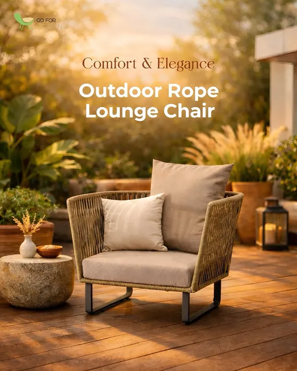 This rope lounge chair is the perfect blend of comfort and elegance. We designed it for pure relaxation, using a sturdy aluminum frame and intricately woven, all-weather rope to create a piece that's as durable as it is beautiful.