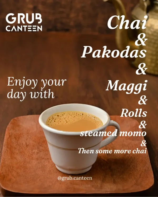 A cup of our freshly brewed chai is the perfect companion for any snack. This graphic shows our love for tea and the many comfort foods that go perfectly with it.