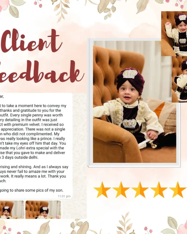 "Every single penny was worth it. My son was really looking like a prince." Feedback like this makes all the hard work feel so rewarding. Thank you for sharing these lovely photos from the Lohri celebration.
