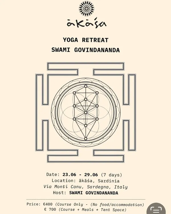 The official announcement for our upcoming Yoga Retreat in Sardinia, Italy. This poster provides all the essential details for this 7-day immersion into traditional Hatha yoga.