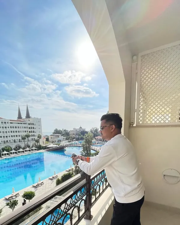 The view from my hotel in Turkey before a gig. Being a destination wedding DJ means I'm constantly on the move, ready for the next event, wherever it may be.