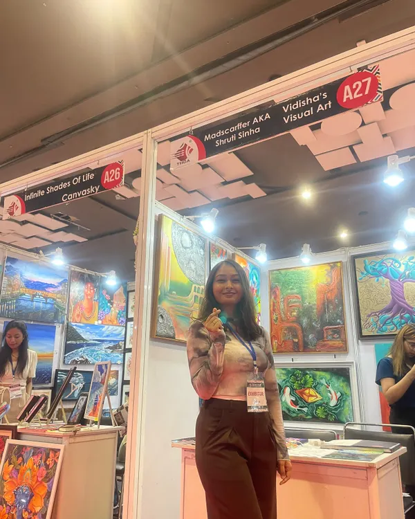Me at my booth at 'The Haat of Art'. Being surrounded by my creations and fellow artists is an incredibly inspiring experience.